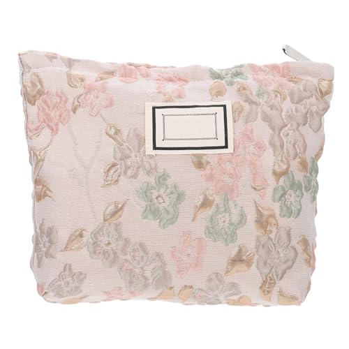 BAZEITFLOW Französische Geprägte Blumen Kosmetiktasche Tragbare Schminktasche Für Damen Für Reisen Und Alltag Aus Strapazierfähigem Sanftem Aprikosenpink von BAZEITFLOW