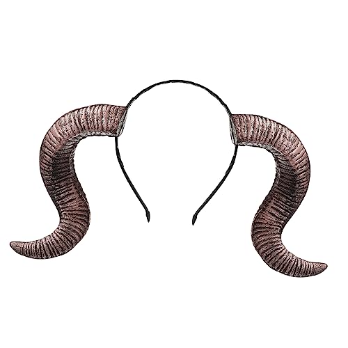 BAZEITFLOW Kreativer Halloween Haarreif mit Schafhörnern Cavel Design Kostüm Accessoire für Halloween Partys und Cosplay Dekoration Altgold von BAZEITFLOW