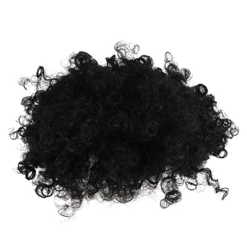 BAZEITFLOW Kurze Afro Locken Perücke für Frauen Synthetische Stabile Chemiefaser Realistische Afro Locken Leicht Pflegbare Flauschige Haarteil mit Ponytail Geeignet für Alltag und Cosplay von BAZEITFLOW