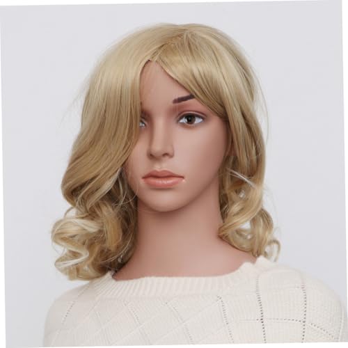 BAZEITFLOW Lange Lockige Perücke aus Hitzebeständigem Faserhaar Natürlich Wirkendes Haarteil für Frauen und Mädchen Goldfarbene Cosplay extensions Atmungsaktiv und Komfortabel für Alltag und von BAZEITFLOW