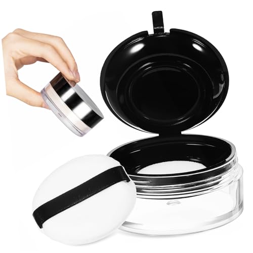 BAZEITFLOW Leere Kompakte Puderbox Rund Reisegröße Make up Behälter Lose Puder Aufbewahrung Sicher Auslaufsicher Tragbar für Damen Unterwegs Vielseitig Geeignet von BAZEITFLOW