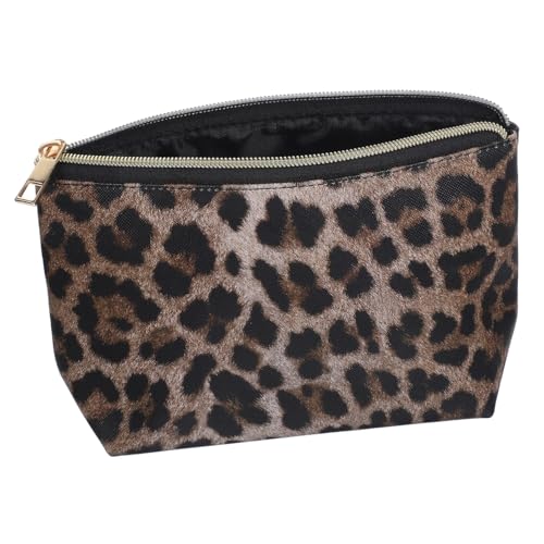 BAZEITFLOW Leopard Kosmetiktasche Klein Wasserabweisend mit Reißverschluss Tragbare Makeup Tasche für Reisen und Outdoor Multifunktionale Schminktasche für Damen mit Großem Fassungsvermögen von BAZEITFLOW