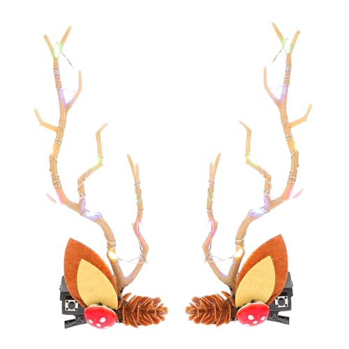 BAZEITFLOW Leuchtende Rentier Geweih Haarspangen Weihnachtsdeko Haarhalter mit Bunten Lichtern für Damen Party Cosplay Winterfest Haarschmuck von BAZEITFLOW