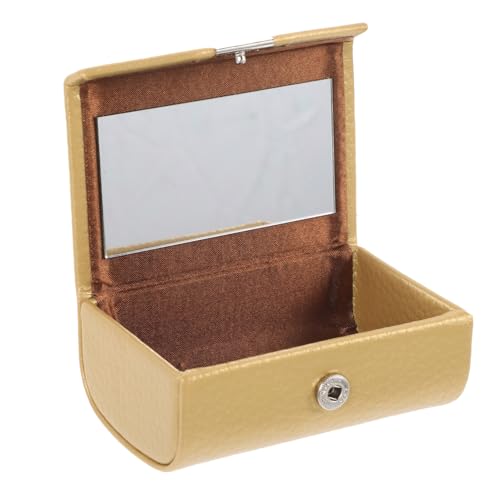 BAZEITFLOW Lipstick Case mit Spiegel Kompakter Make Up Organizer für Lippenstifte Langlebiges Leichtes Etui für Handtasche für Reisen und Unterwegs Goldfarben mit Strukturiertem Muster von BAZEITFLOW