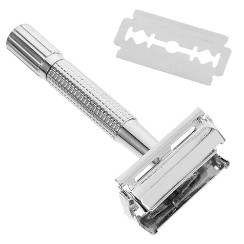 BAZEITFLOW Manueller Rasierer mit Langem Griff Edelstahl Sicherheitsrasierer für Gesicht und Körper Bart Rasur Nassrasur mit sicherem Griff Hautfreundlich und Komfortabel von BAZEITFLOW