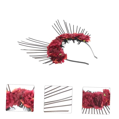 BAZEITFLOW Mary Haarreif Retro Party Haarreif Damen Haarschmuck mit Blüten Schwarz für Halloween Cosplay Hochzeit Fest Frisur von BAZEITFLOW