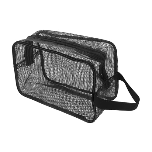 BAZEITFLOW Mesh Dusch Kulturbeutel Herren mit Reißverschluss Kleiner Netz kosmetikbeutel für Camping Fitnessstudio Reisen Tragbarer Organizer mit Praktischem Tragegriff von BAZEITFLOW