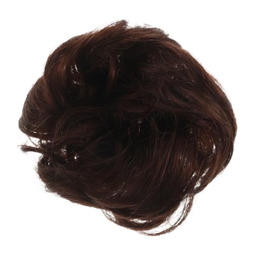 BAZEITFLOW Messy Bun Haarschmuck aus Echtem Haar Lockige Chignon Extensions Elastische Haargummis für Damen und Mädchen Wavy Ponytail Updo Haarteile Hellbraun von BAZEITFLOW
