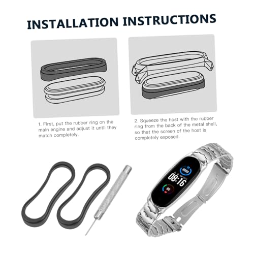 BAZEITFLOW Metallarmband Ersatzband für Förmiges Smart Band Armband Langlebig Modisch Anliegend Herren Simple Fitness Tracker Zubehör Silberfarben von BAZEITFLOW