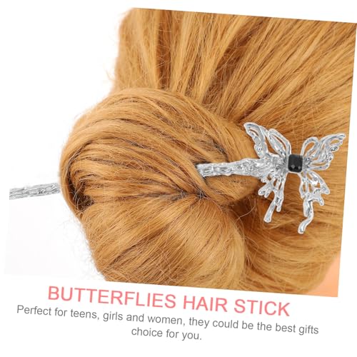 BAZEITFLOW Metallic Flüssig schmetterling Haarnadel Unregelmäßiger Chignon Pin Eleganter Dutt Haarstab Damen Haarschmuck für Alltag und Fest von BAZEITFLOW