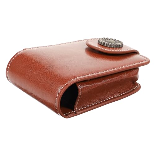 BAZEITFLOW Mini Lippenstifttasche mit Spiegel Tragbare Make Up Kosmetiktasche für Damen Kompakte Reise Essentials für Handtasche Sicherer Verschluss für Camping und Partys Braun von BAZEITFLOW