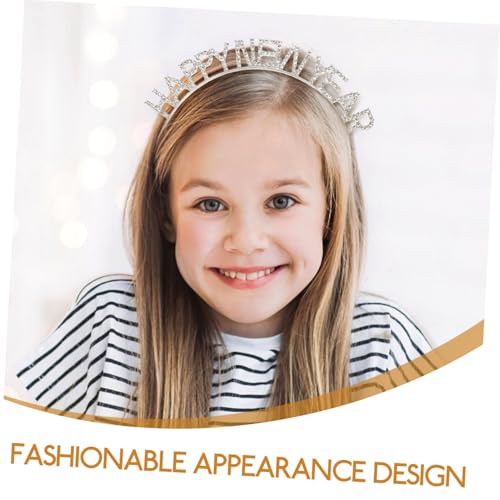 BAZEITFLOW Neujahrs Haarreif mit Glitzernden Kristallbuchstaben Silbernes Party Haarband für Erwachsene und Festlicher Kopfschmuck für Silvester Karneval und Frühlingsfest von BAZEITFLOW