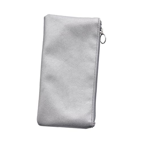BAZEITFLOW PU Leder Kosmetiktasche Silber Multifunktionale Schminktasche mit Reißverschluss Leicht und Robust Kompakte Makeup Tasche für Damen Reise und Alltag von BAZEITFLOW