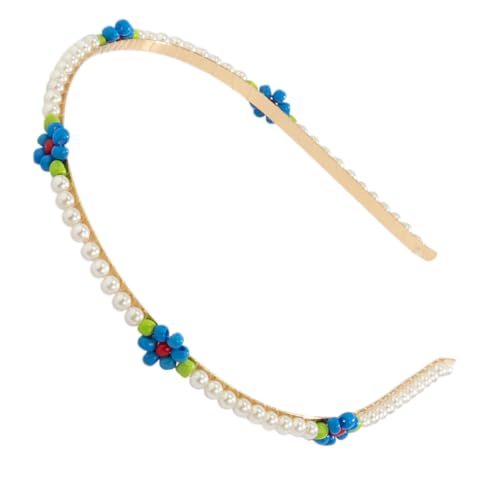 BAZEITFLOW Perlen Haarreif Damen mit Imitationsperlen und Reiskornblumen Eleganter Minimalistisch Gewickelter Haarschmuck für Frauen und Teens Stilvolles Accessoire für Alltag und Besondere von BAZEITFLOW