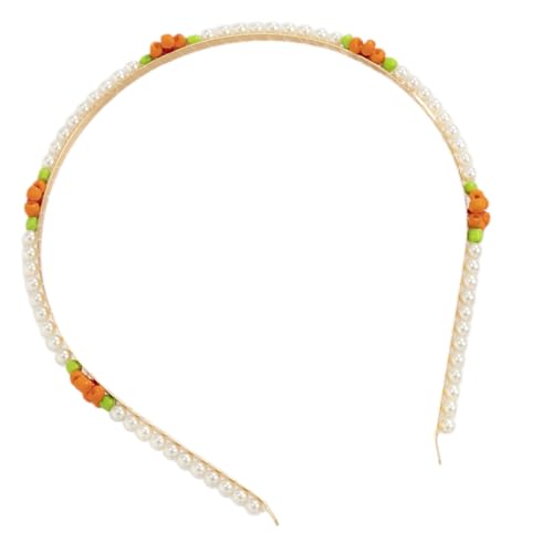 BAZEITFLOW Perlen Haarreif Damen mit Imitationsperlen und Reiskornperlen Eleganter Einfacher Braut Haaraccessoire Minimalistisches Blumen Haarband für Hochzeit und Alltag von BAZEITFLOW