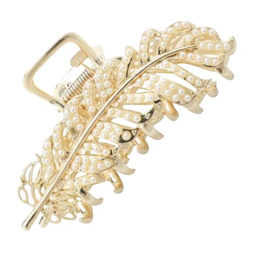 BAZEITFLOW Perlen Haarspange mit Hohlem Blattdesign Rutschfester Haarklammer Claw für Damen Eleganter Haarschmuck Geeignet für Dünnes bis Dickes Haar Vielseitiger Haarhalter für Alltag und von BAZEITFLOW