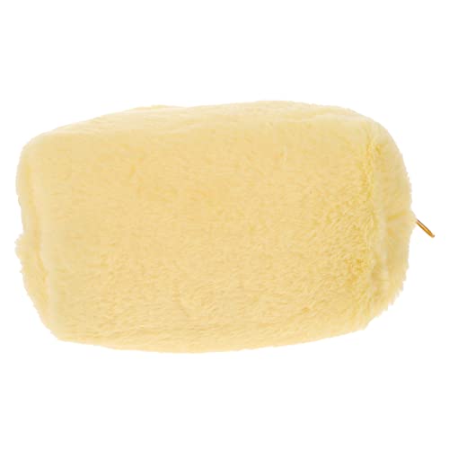 BAZEITFLOW Plüsch Kosmetiktasche Gelb Kleine Leichte Make Up Tasche mit Handriemen Vielseitig Nutzbar als Reise Organizer für Toilettenartikel Stiftetui Strapazierfähig und Modisch für Damen von BAZEITFLOW