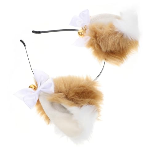 BAZEITFLOW Plüsch Ohren Haarreif mit Goldenen Glöckchen Leichter Verstellbarer Party Haarreif Geeignet für Cosplay Kostümpartys Damen und Jugendliche Attraktives Kopfschmuck Accessoire von BAZEITFLOW