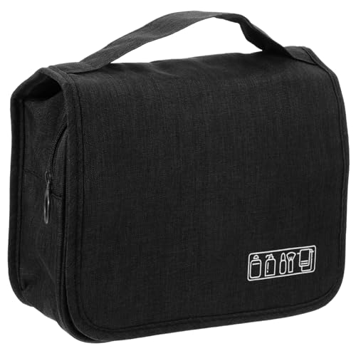 BAZEITFLOW Kulturbeutel Hängend Reise Kosmetiktasche mit Großem Fassungsvermögen Faltbare Toilettentasche für Männer und Praktischer Organizer für Reiseaccessoires Schwarz von BAZEITFLOW