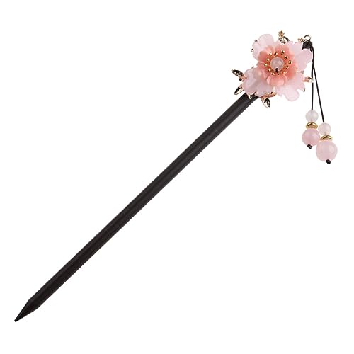 BAZEITFLOW Retro Haarschmuck Damen Holz Haarstab mit Pflaumenblütenmotiv Vintage Haarnadel für Alltag Party und Cosplay Einfaches Design Eleganter Kopfschmuck von BAZEITFLOW