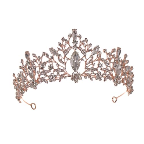 BAZEITFLOW Retro Kristallkrone Haarschmuck für Frauen Hochwertige Strass Tiara in Roségold Eleganter Bridal Wedding Crown für Braut Brautjungfer und Besondere Anlässe Modisches von BAZEITFLOW