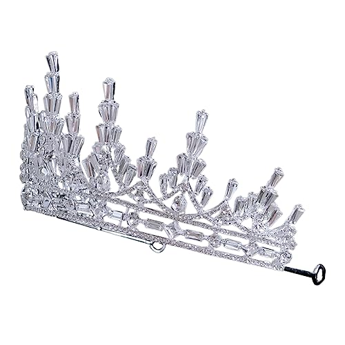 BAZEITFLOW Rhinestone Brautkrone Silber Hochzeit Haarschmuck Glänzende Tiara Stirnband Elegant für Brautjungfern und Festliche Anlässe von BAZEITFLOW