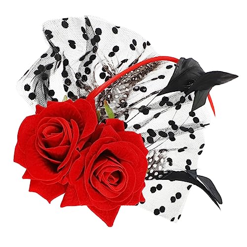 BAZEITFLOW Rote Rosen Haarnadel mit Spitze Eleganter Brautschmuck Floraler Haarclip für Hochzeit Halloween und Fotoshooting Stilvolles Accessoire für Festliche Anlässe von BAZEITFLOW