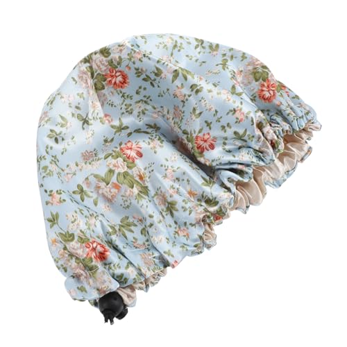 BAZEITFLOW Schlafhaube Verstellbar mit Elastischem Bund Atmungsaktiv Mütze für Nacht und Bad Polyester Material Einstellbare Süßer Blumen Druck Geeignet für Mädchen und Jungen von BAZEITFLOW