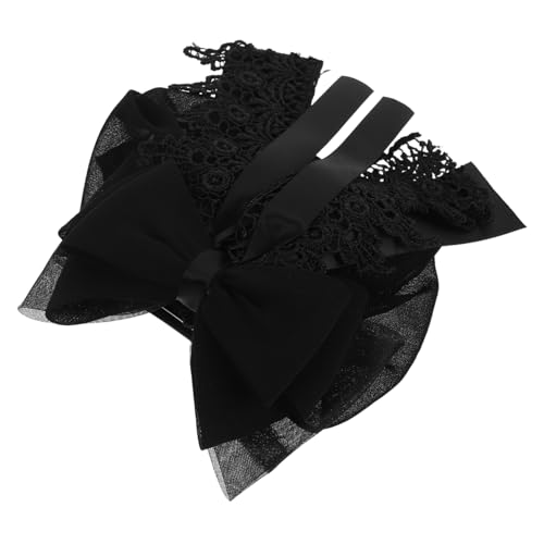 BAZEITFLOW Schwarzer Haarnetz Dutt Abdeckung mit Eleganter Schleife Elastischer Federclip für Professionelles Styling Schnelles Ordentliches Hochstecken für Damen Büro und Formelle Anlässe von BAZEITFLOW