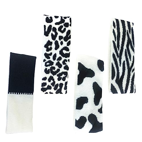 BAZEITFLOW Schwarzes Stirnband Mit Kuhmuster Und Streifen Dehnbare Haarbänder Für Dusche Make-up-haarbänder Schöner Kopfschmuck Aus Hochwertigem Strickstoff von BAZEITFLOW