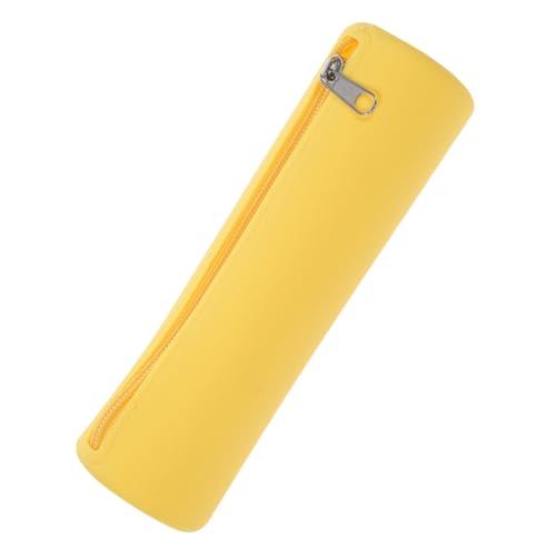 BAZEITFLOW Silikon Make Up Pinselhalter Tragbare Kosmetiktasche mit Reißverschluss Ergonomisch Leicht für Reisen und Alltag Kompakte Makeup Brush Bag für Frauen und Platzsparend in Gelb von BAZEITFLOW