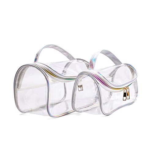 BAZEITFLOW Transparente Kosmetiktasche Groß Leichte Tragbare Reise Kulturtasche mit Großem Fassungsvermögen Robustes PU Dacron Material Vielseitig als Schmink und Waschbeutel für Damen von BAZEITFLOW