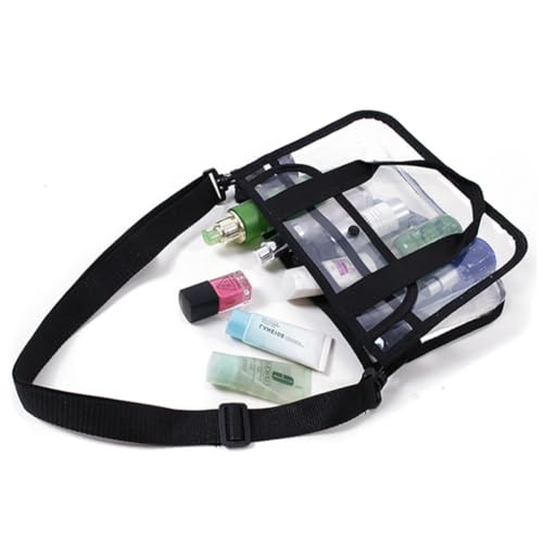 BAZEITFLOW Transparente Kosmetiktasche Umhängetasche für Damen Wasserdichter Tragbarer Make Up Beutel für Reisen Große Kapazität Leicht und Reißfest für Flugreisen von BAZEITFLOW