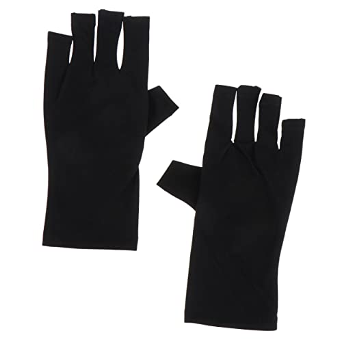 BAZEITFLOW UV Schutzhandschuhe für Gel Maniküre Fingerlose Flexible Schutzhandschuhe mit UV Schutz Rutschfester Sitz Geeignet für Nagellampe Gartenarbeit und Outdoor Sport Schwarz Kurz von BAZEITFLOW