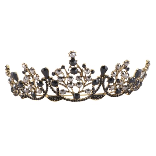 BAZEITFLOW Vintage Barock Krone Haarschmuck aus Langlebiger Legierung mit Kristallen Schwarzer Damen Haarreifen für Hochzeit Geburtstagsparty Braut und Festliche Anlässe von BAZEITFLOW
