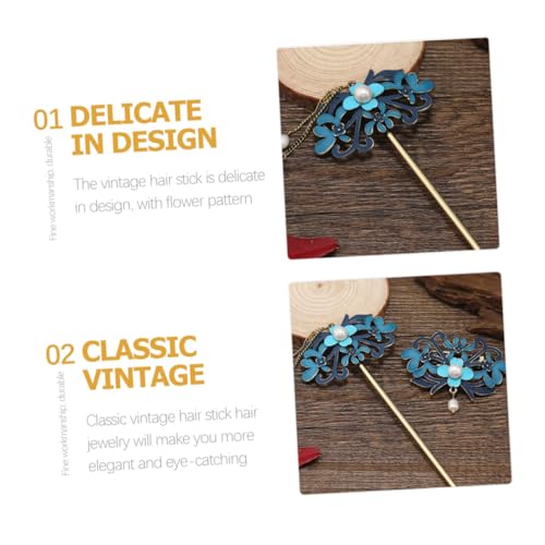 BAZEITFLOW Vintage Chinesische Haarnadel mit Quaste und Perlen Eleganter Haarschmuck für Damen Geeignet für Lange Haare Retro Stil Klassisches Design für Hochsteckfrisuren und Ponytail von BAZEITFLOW