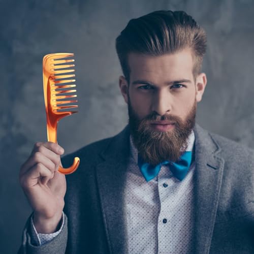 BAZEITFLOW Vintage Haarkamm für Herren Kunststoff Zähne Schonend für Haare Vielseitig für Styling zu Hause Leicht und Tragbar Bernsteinfarben Retro Design von BAZEITFLOW