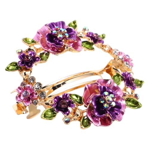 BAZEITFLOW Vintage Haarschmuck Damen mit Farbiger Blumenmalerei Sicherer Federnder Hohlverschluss Dekorative Haarspange für Pferdeschwanz und Dutt Eleganter Haarschmuck für Frauen und von BAZEITFLOW