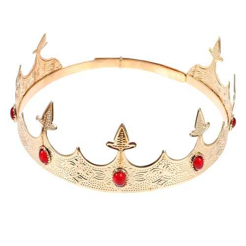 BAZEITFLOW Vintage Herren Krone Roten Strasssteinen Stabile Passend Leichtes Königliches Cosplay accessoire für Party Fasching Geburtstag Karneval und Kostüme von BAZEITFLOW