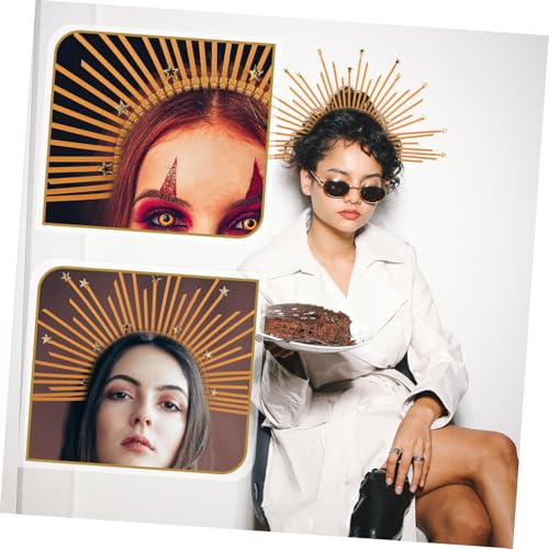BAZEITFLOW Vintage Mary Haarreif Damen Retro Haarschmuck Goldener Stern Krone für Festival Fotoshooting Halloween Cosplay und Brautaccessoire von BAZEITFLOW