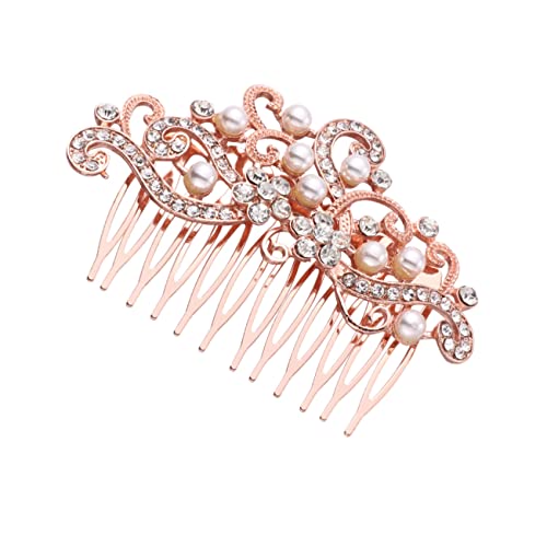 BAZEITFLOW Wasserdichter Braut Haarkamm mit Perlen Zarter Hochzeitsschmuck Modisches Haarschmuck Accessoire für Damen Rosen Gold Headwear für Festliche Anlässe von BAZEITFLOW