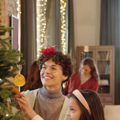 BAZEITFLOW Weihnachtliches Rotes Haarband Apfel Weichem Samt Leichtem Langlebigem Kopfschmuck für Damen Festliches Stirnband für Party und Alltag von BAZEITFLOW