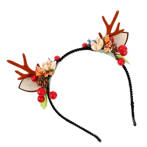 BAZEITFLOW Weihnachts Haarreif Rentiergeweih Stirnband Festlicher Haarschmuck Damen Mädchen Weihnachtskostüm Zubehör Partyfotorequisite Charmantes Hirschgeweih Kopfstück von BAZEITFLOW