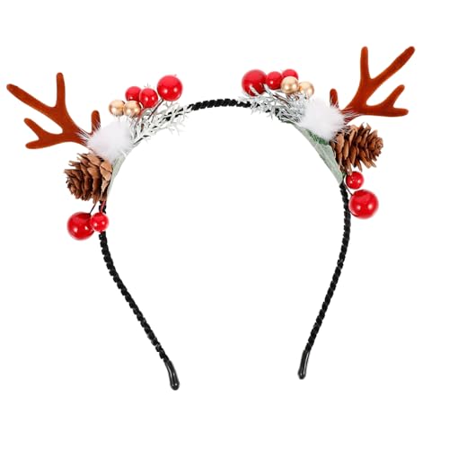 BAZEITFLOW Weihnachts Haarreif mit Rentier Geweih und Künstlichen Beeren Leichtes Festliches Stirnband für Mädchen und Damen Handgefertigter Haarschmuck zur Weihnachtsfeier und Kostümzubehör von BAZEITFLOW