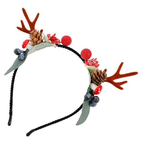 BAZEITFLOW Weihnachtsgeweih Stirnband mit Künstlichen und Beeren Leichtes Rentier Haarreif für Damen und Festlicher Kopfschmuck für Weihnachten und Weihnachtsfeiern von BAZEITFLOW