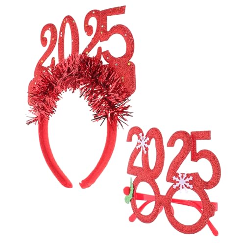 BAZEITFLOW Year Stirnband Teiliges Rote Festliche Kopfbedeckung mit Zahlendekor für Silvester Party und Karneval von BAZEITFLOW