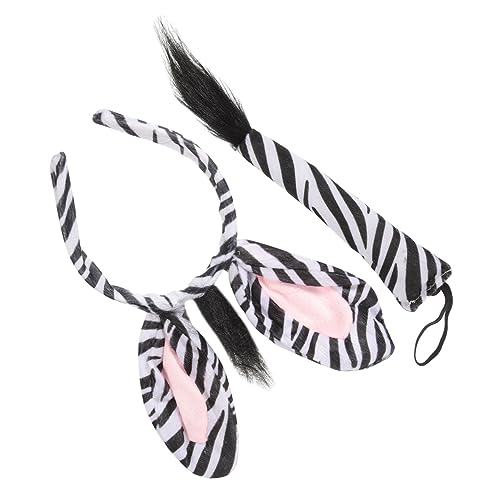 BAZEITFLOW Zebra Haarreif Set mit Ohren und Tier Kostüm Zubehör für Halloween Karneval Fasching Bequemes Animal Cosplay Stirnband für Erwachsene für Mottoparty und Maskerade von BAZEITFLOW