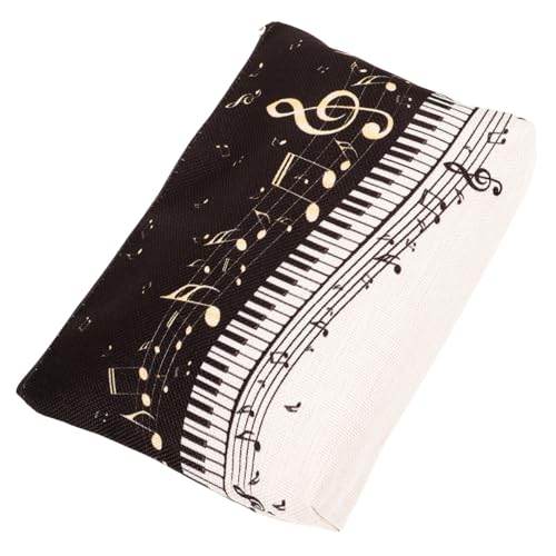 BAZEITFLOW wasserdichte Baumwoll Leinen Kosmetiktasche mit Musikmuster Leichte Reißfeste Schminktasche mit Sicherem Reißverschluss Tragbarer Kulturbeutel für Damen Reise und Alltag von BAZEITFLOW