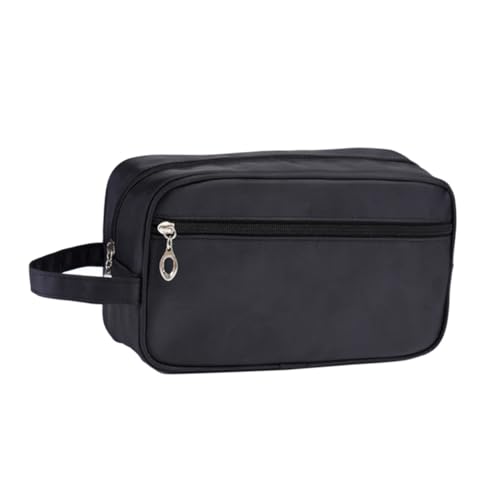 BAZEITFLOW wasserdichte Doppellagige Kulturtasche Herren mit Polyestergewebe Vielseitiger Reise Toilettenbeutel mit Außentasche und Robustem Tragegriff für Kosmetik und Ladekabelaufbewahrung von BAZEITFLOW