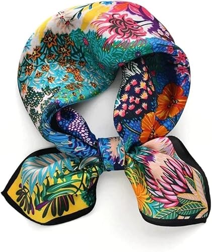 BAZIGA Damenschal, bunter Seidenschal, Damen, klein, eckig, Halstuch, dünnes Kopftuch, Damen, Frühling und Sommer, Einheitsgröße von BAZIGA